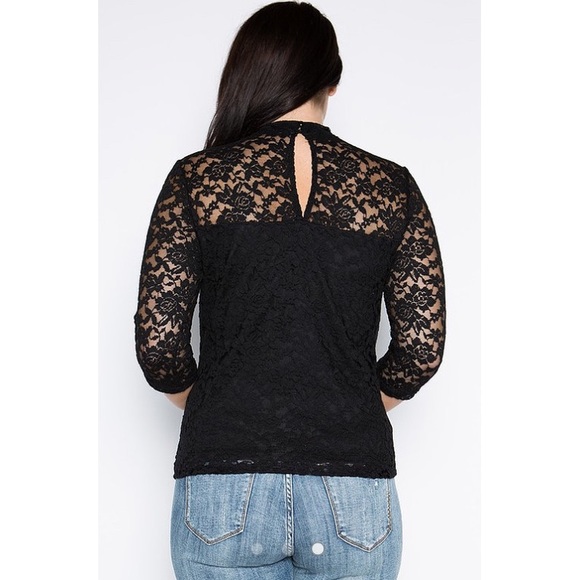 Curvy 3/4 Sleeve Lace Top - Picture 3 of 5